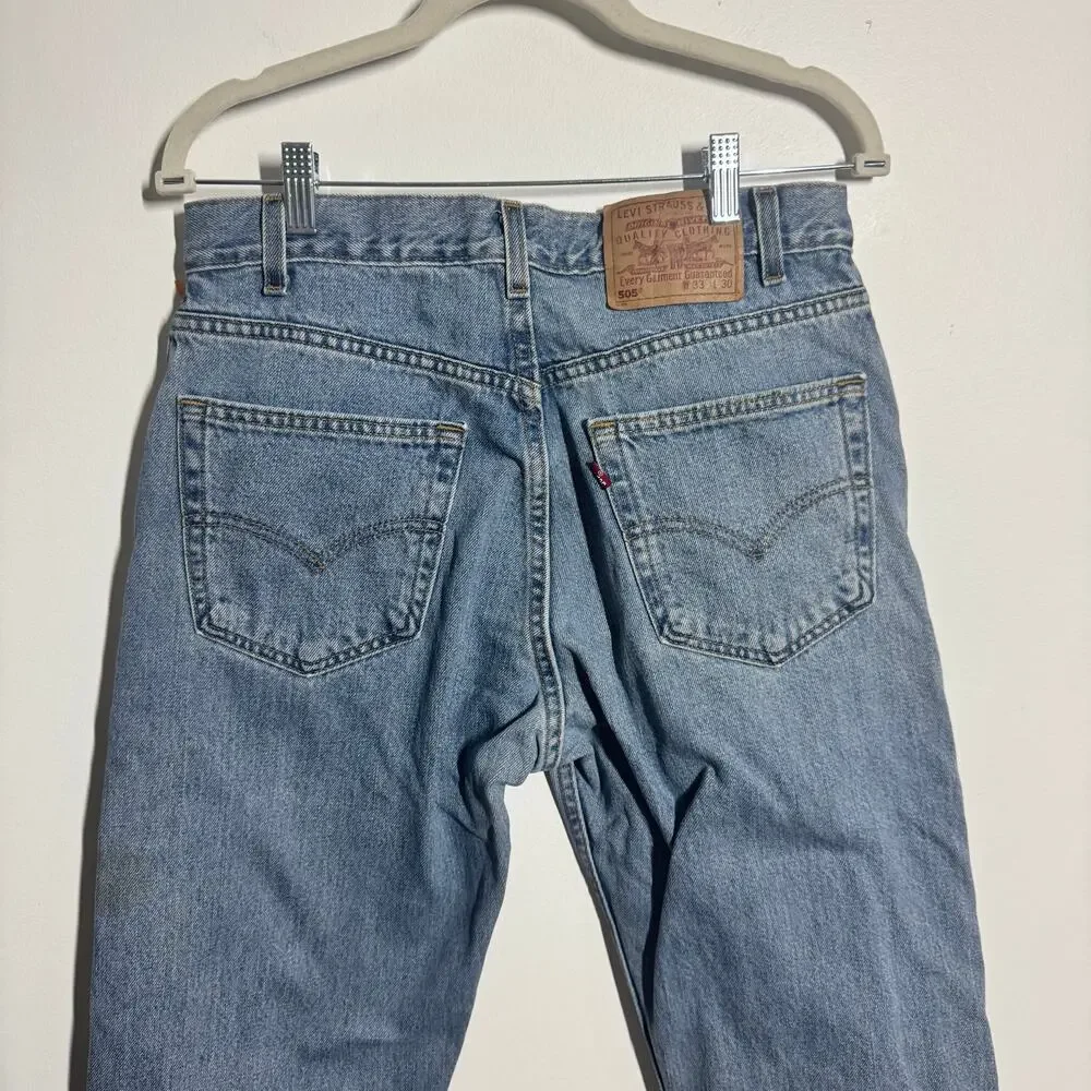 Levi's 505 Regular Fit Straight Vintage Jean Men 33x30 Blue Light Wash Cotton